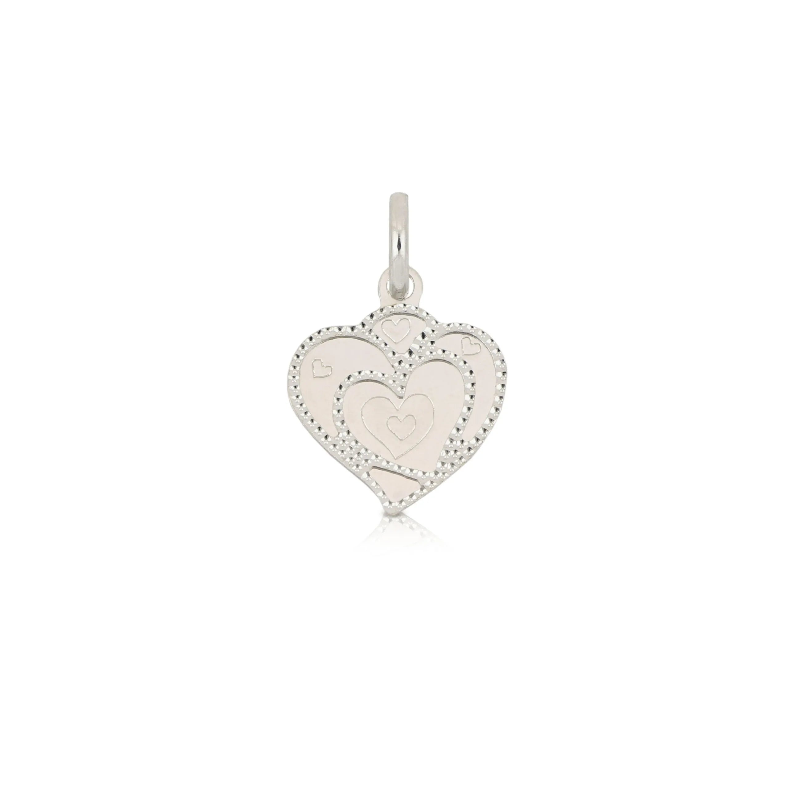 Pendente in oro bianco 18kt a forma di cuore