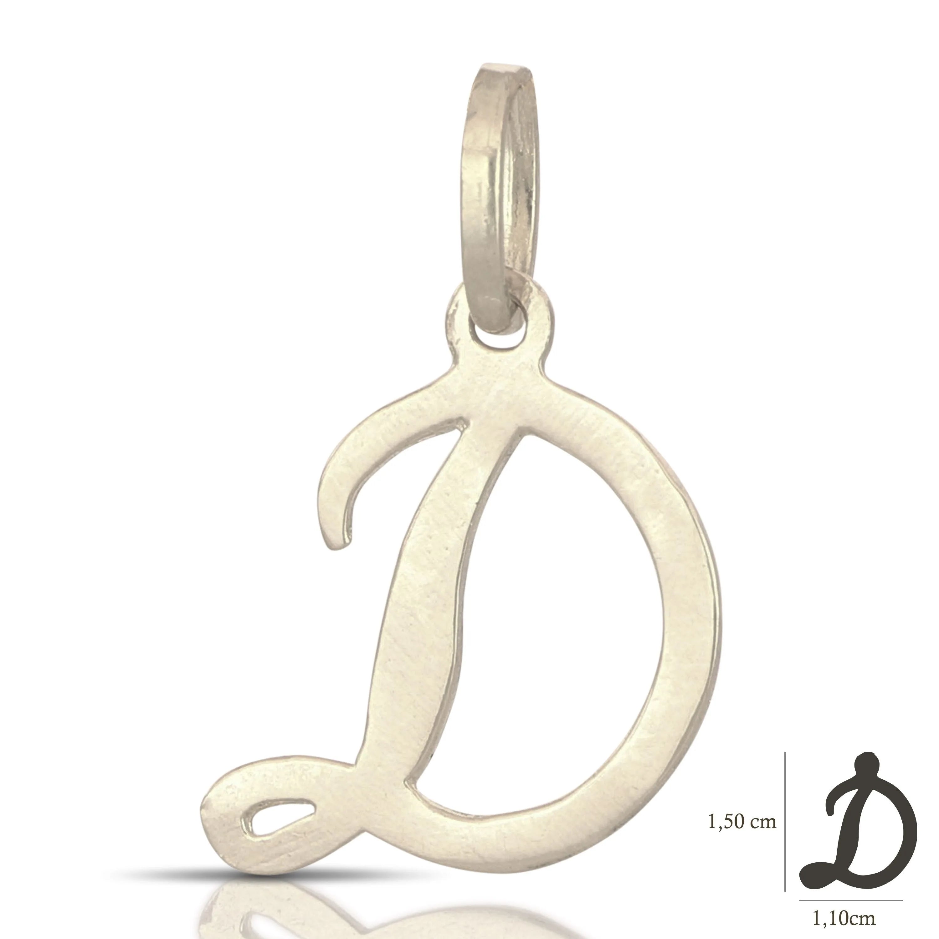 Pendente in oro bianco 18kt lettera D in corsivo