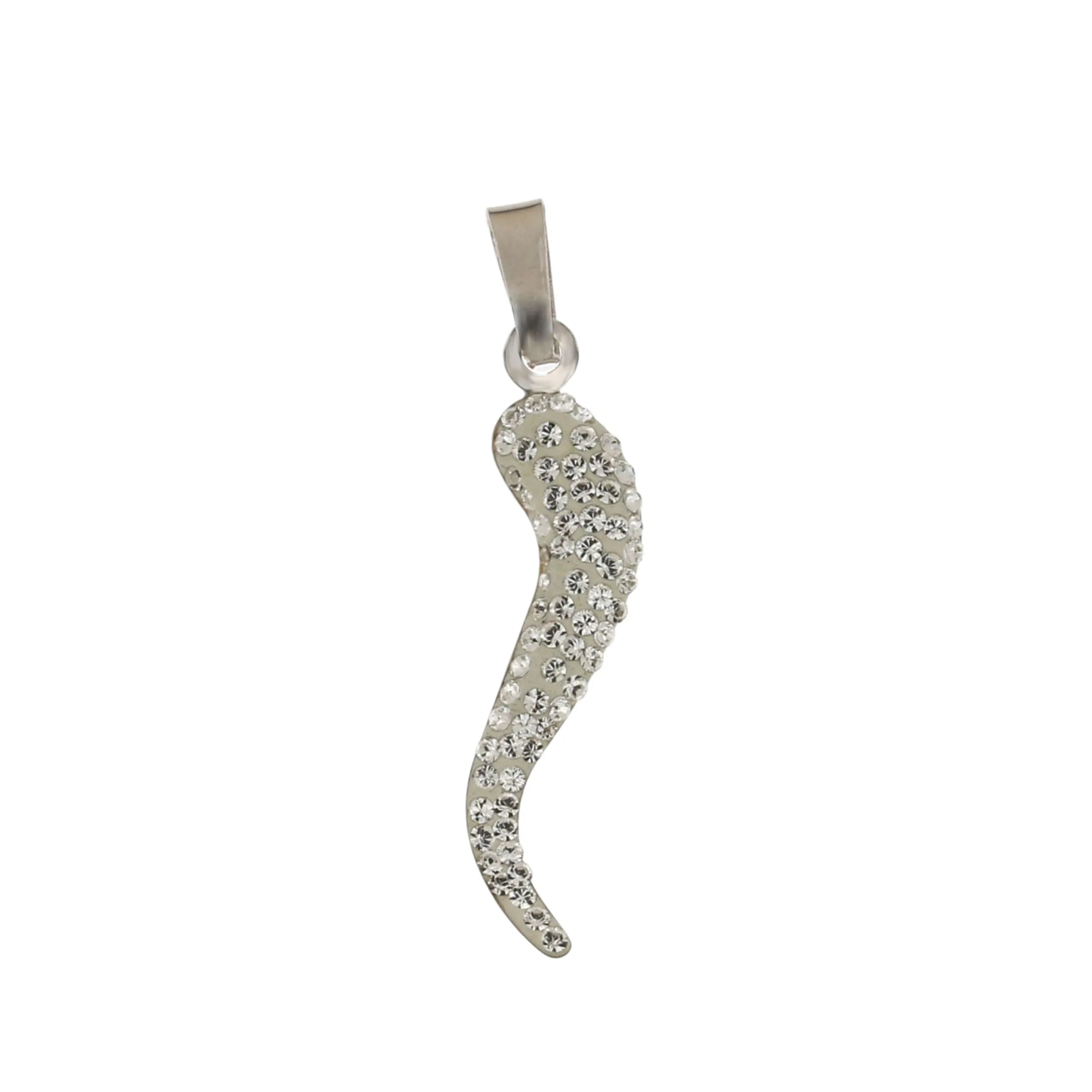 Pendente in oro bianco corno napoletano