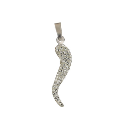Pendente in oro bianco corno napoletano