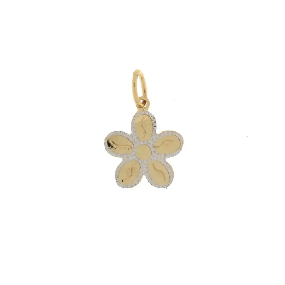 Pendente in oro giallo e bianco a forma di fiore