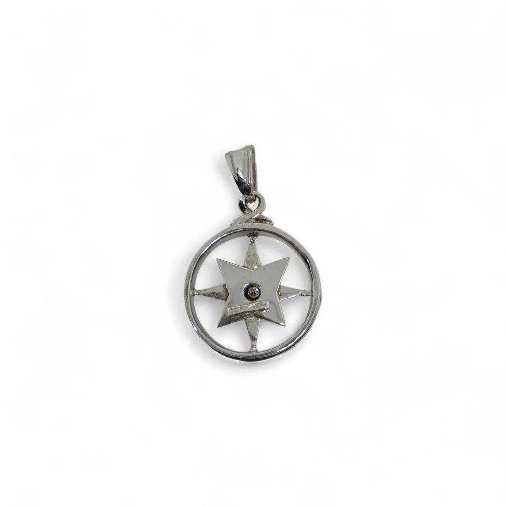 Pendente rosa dei venti in oro bianco 18 kt con diamanti