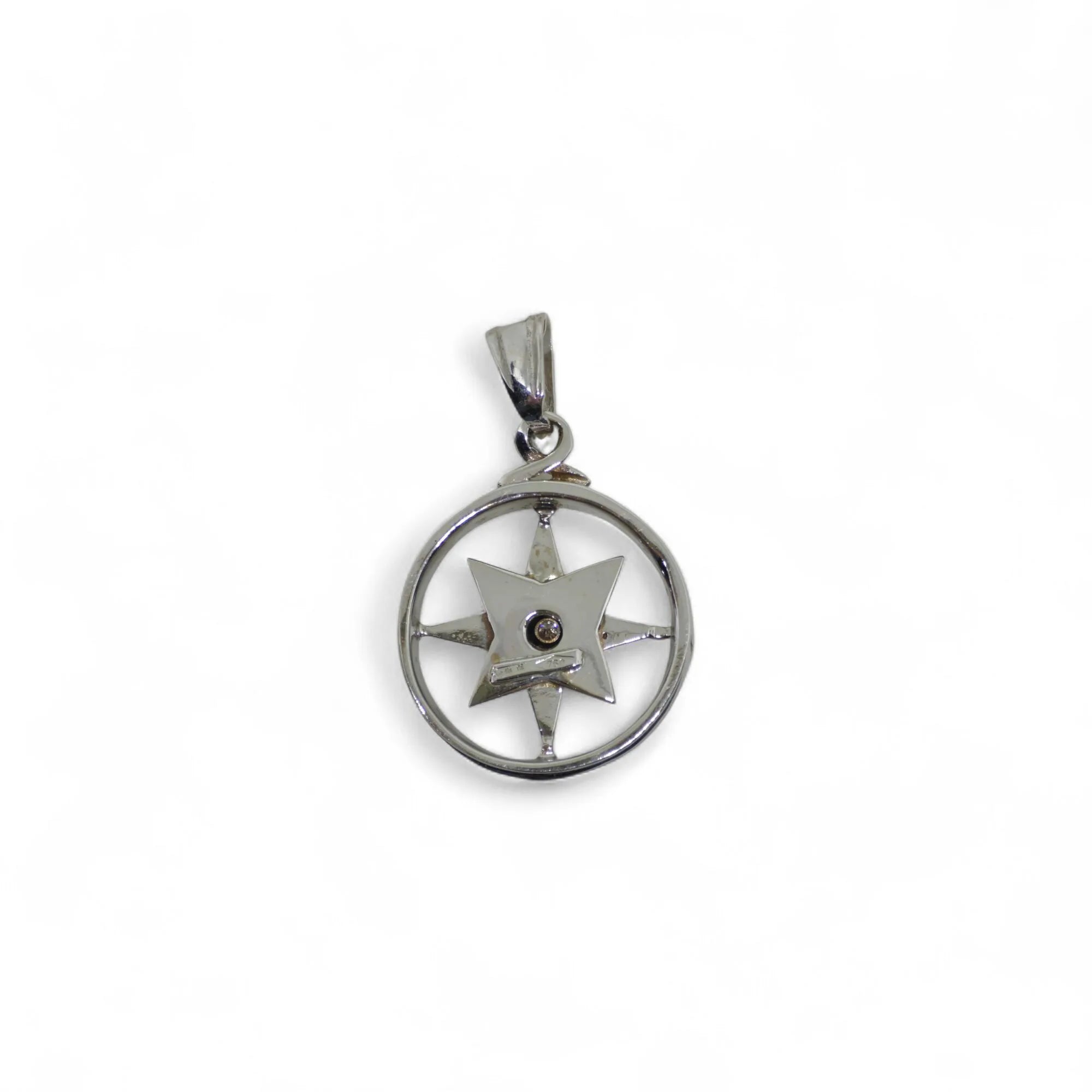 Pendente rosa dei venti in oro bianco 18 kt con diamanti