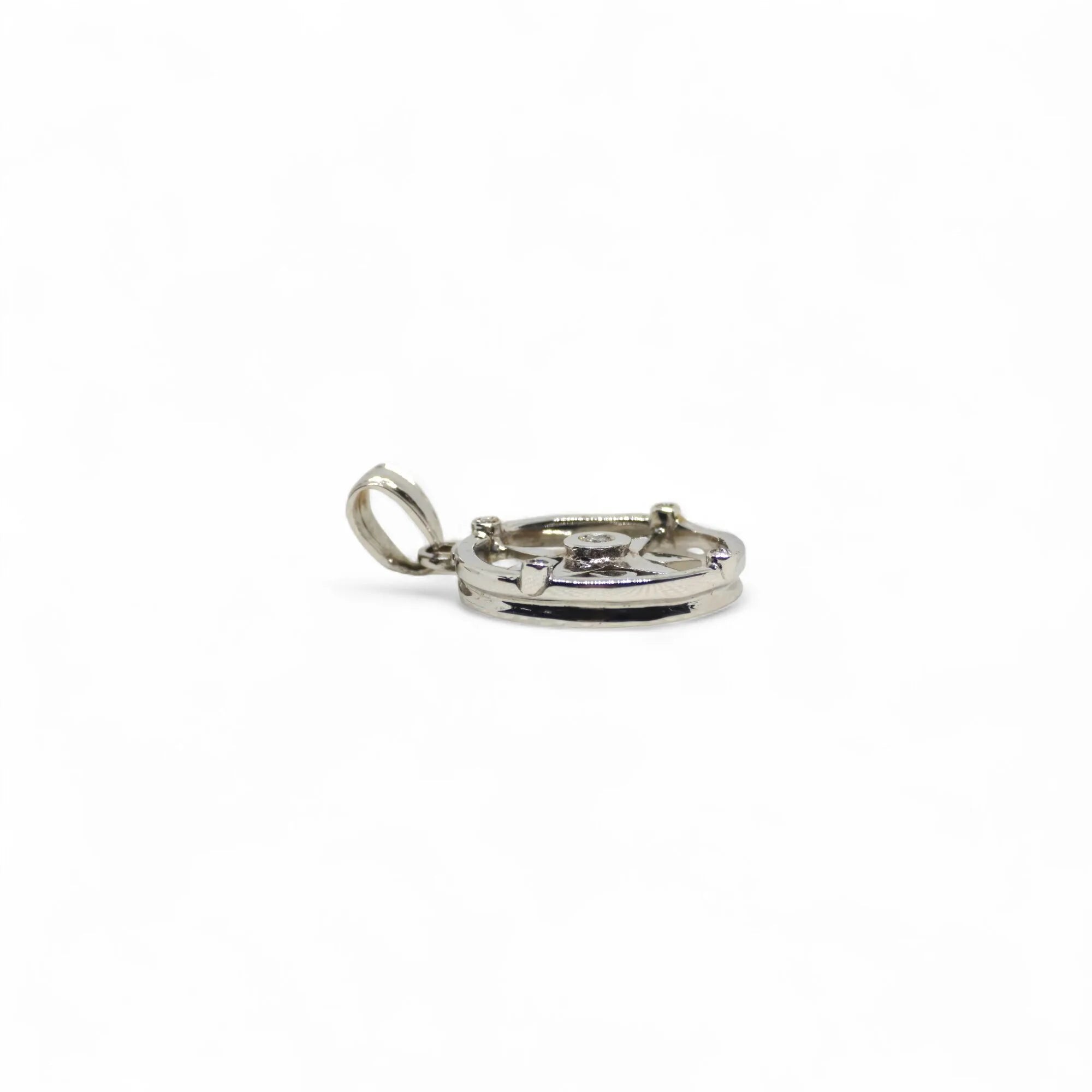 Pendente rosa dei venti in oro bianco 18 kt con diamanti