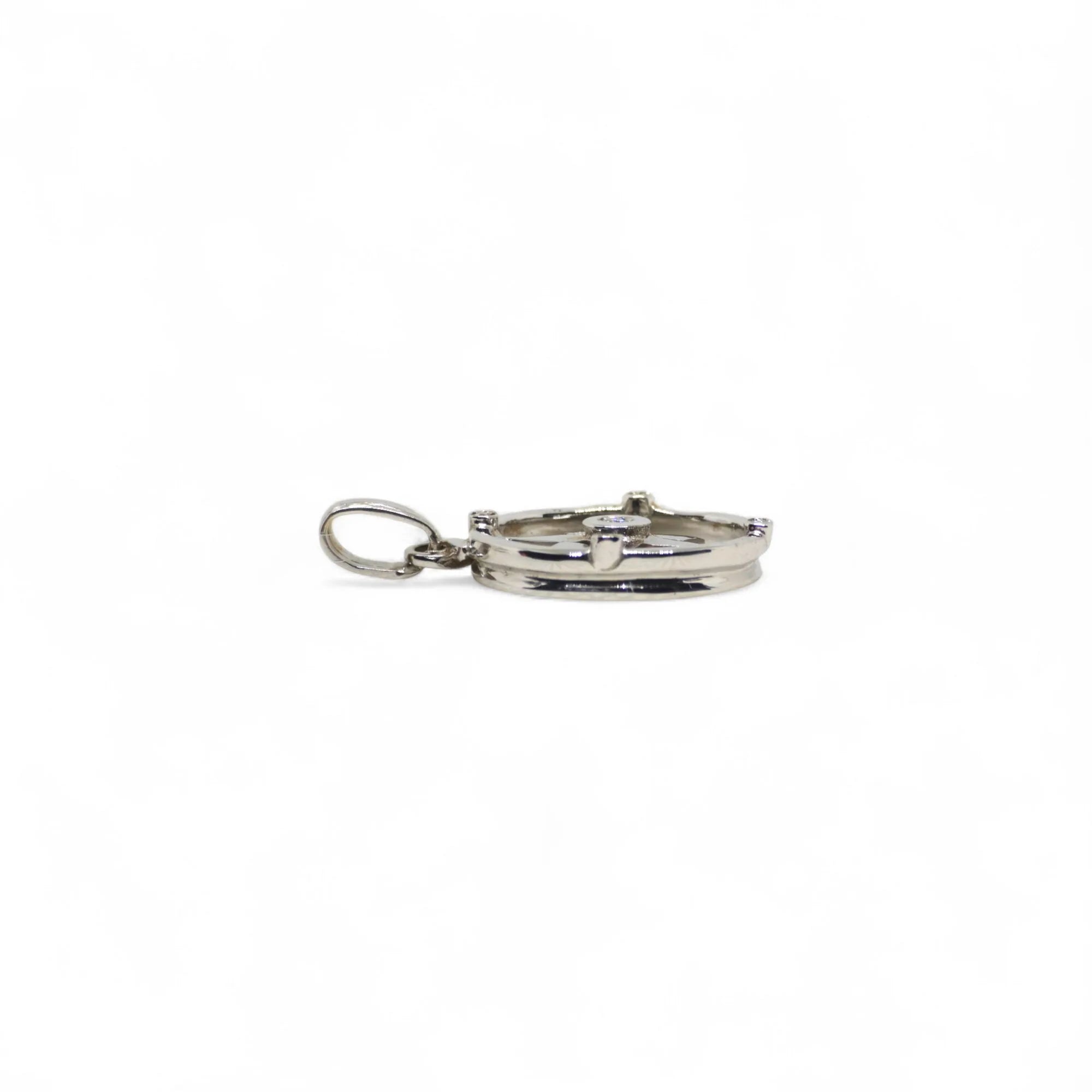 Pendente rosa dei venti in oro bianco 18 kt con diamanti