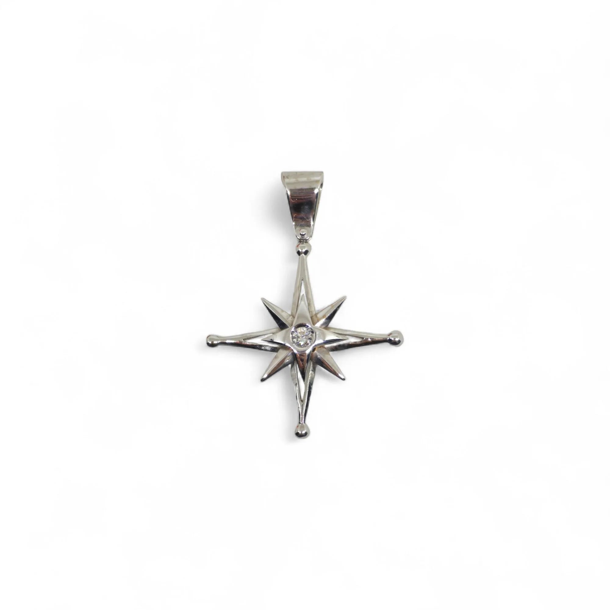 Pendente stella polare in oro bianco 18 kt con diamante
