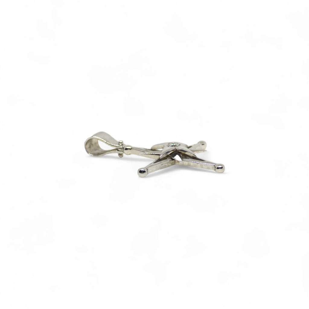 Pendente stella polare in oro bianco 18 kt con diamante