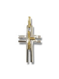 Pendente uomo croce bicolore in oro 375 Igold