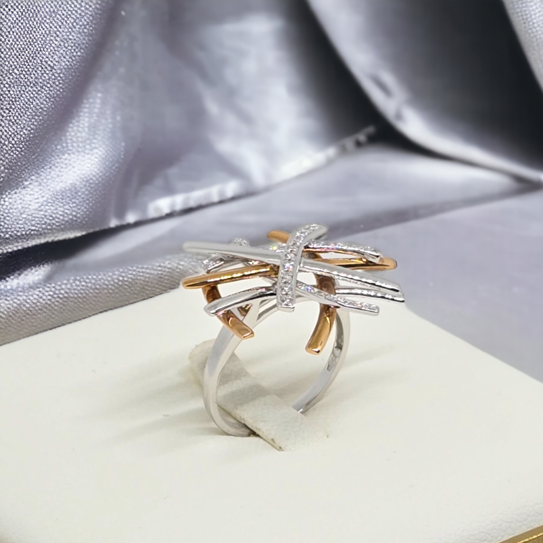 Ring Gold 750 Bicolor DonnaOro mit Diamanten KF4299