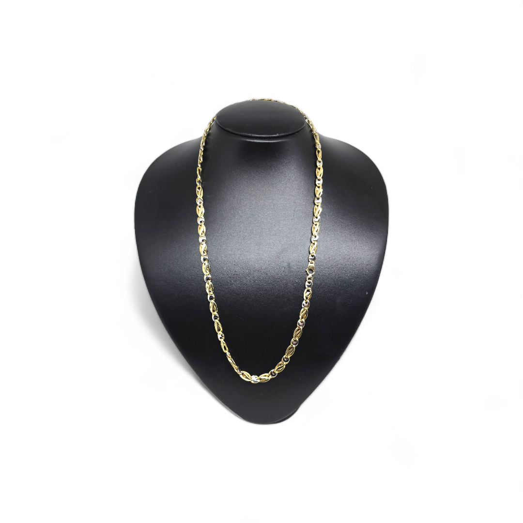 Collana in oro 18kt con maglia piatta bicolore