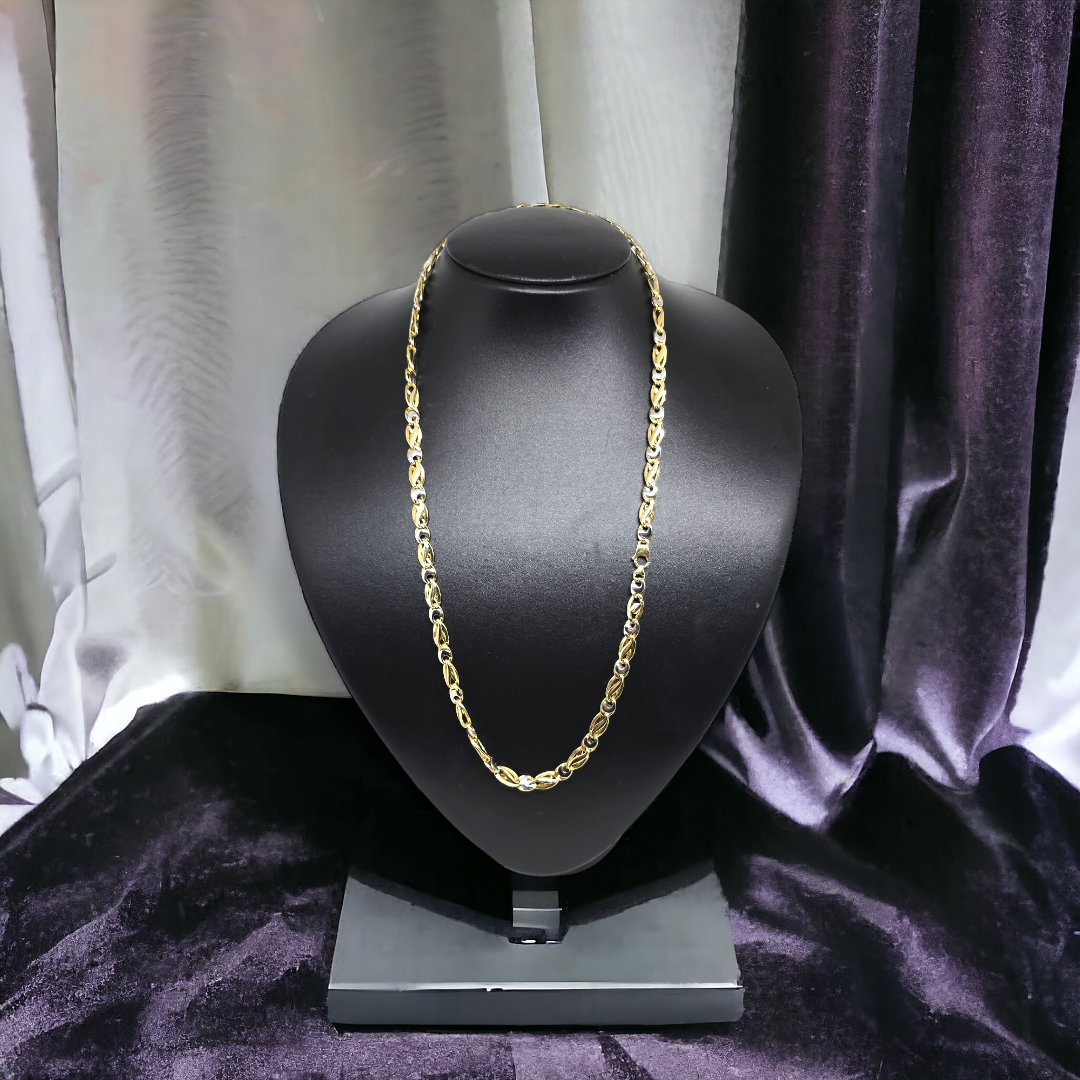 Collana in oro 18kt con maglia piatta bicolore