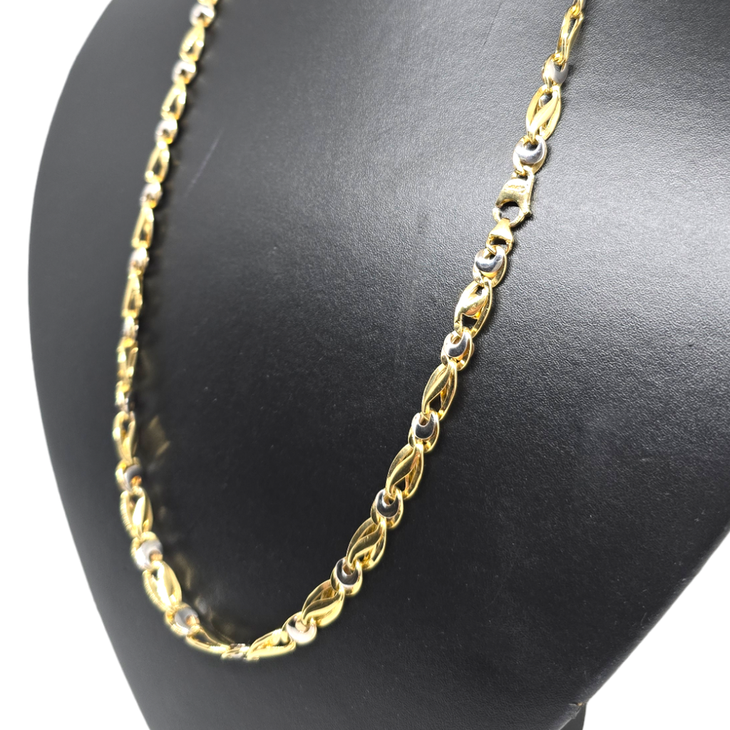 Collana in oro 18kt con maglia piatta bicolore