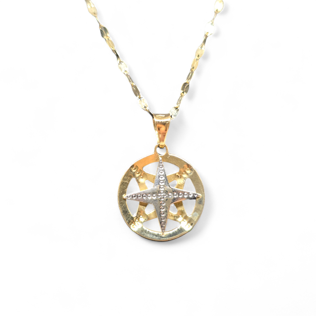 Collana in oro 750 18kt con ciondolo Rosa dei venti