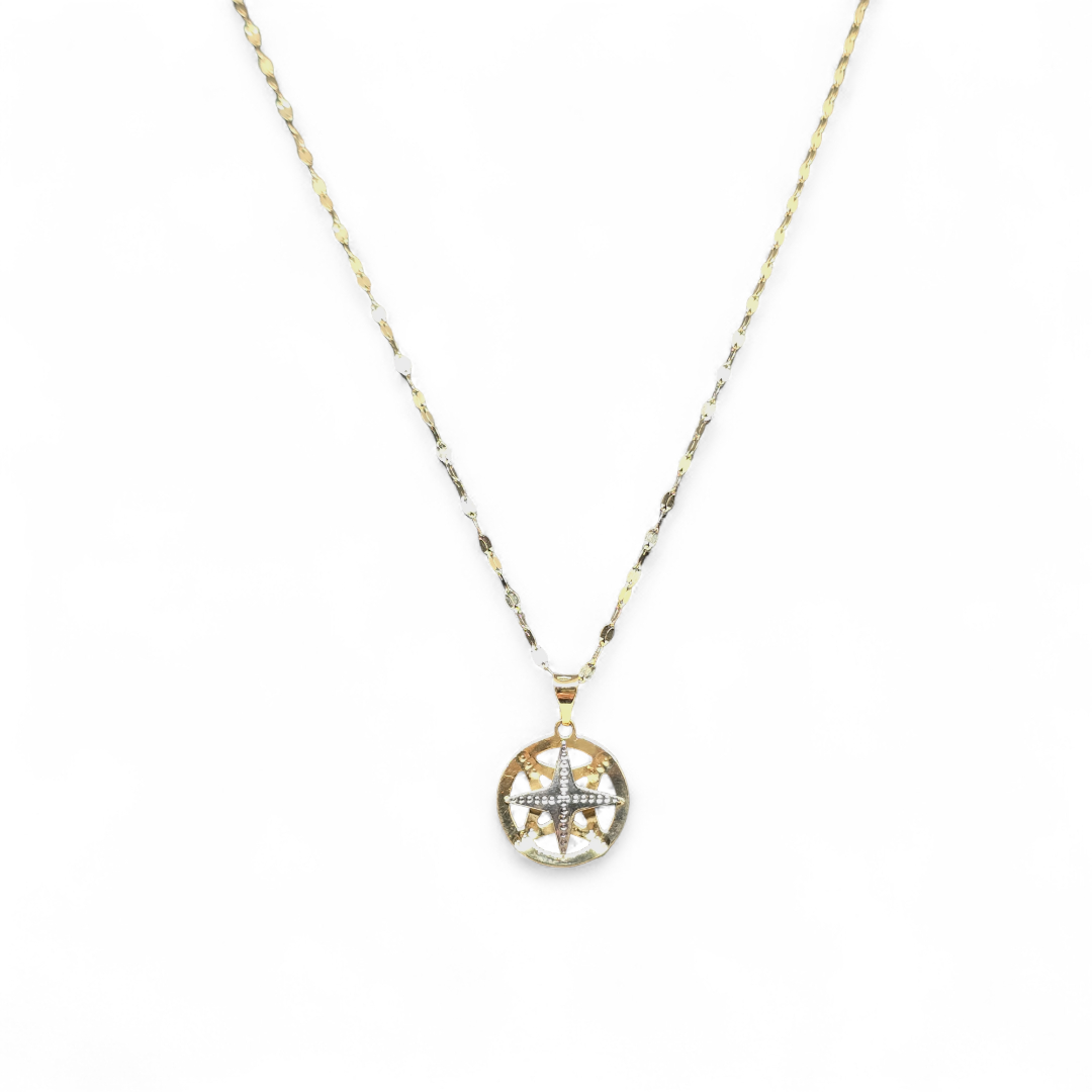 Collana in oro 750 18kt con ciondolo Rosa dei venti