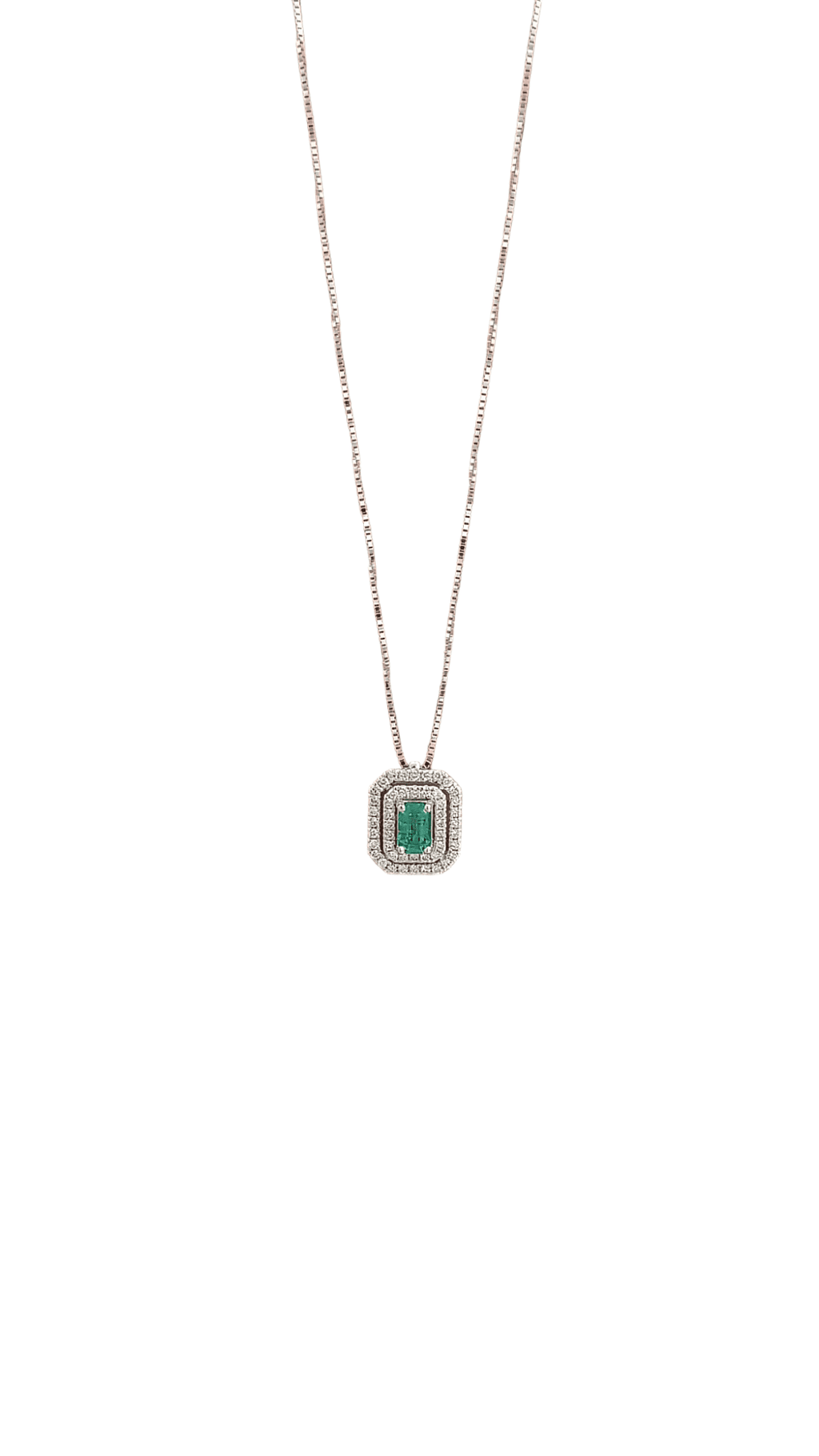Collana Donnaoro in oro bianco con smeraldo e diamanti dcpe9363.028