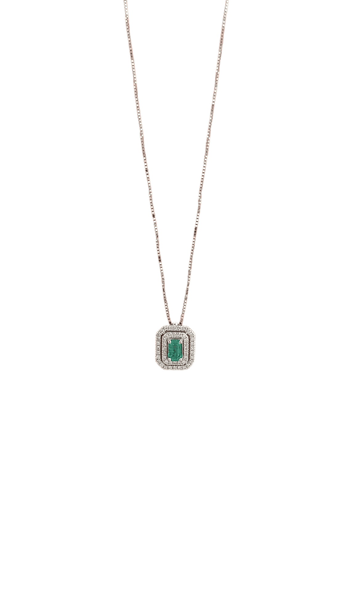 Collana Donnaoro in oro bianco con smeraldo e diamanti dcpe9363.028