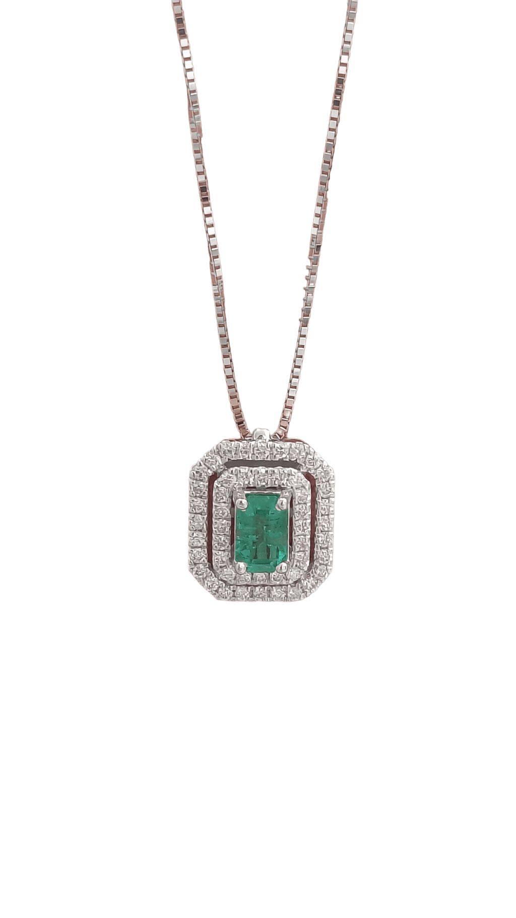 Collana Donnaoro in oro bianco con smeraldo e diamanti dcpe9363.028