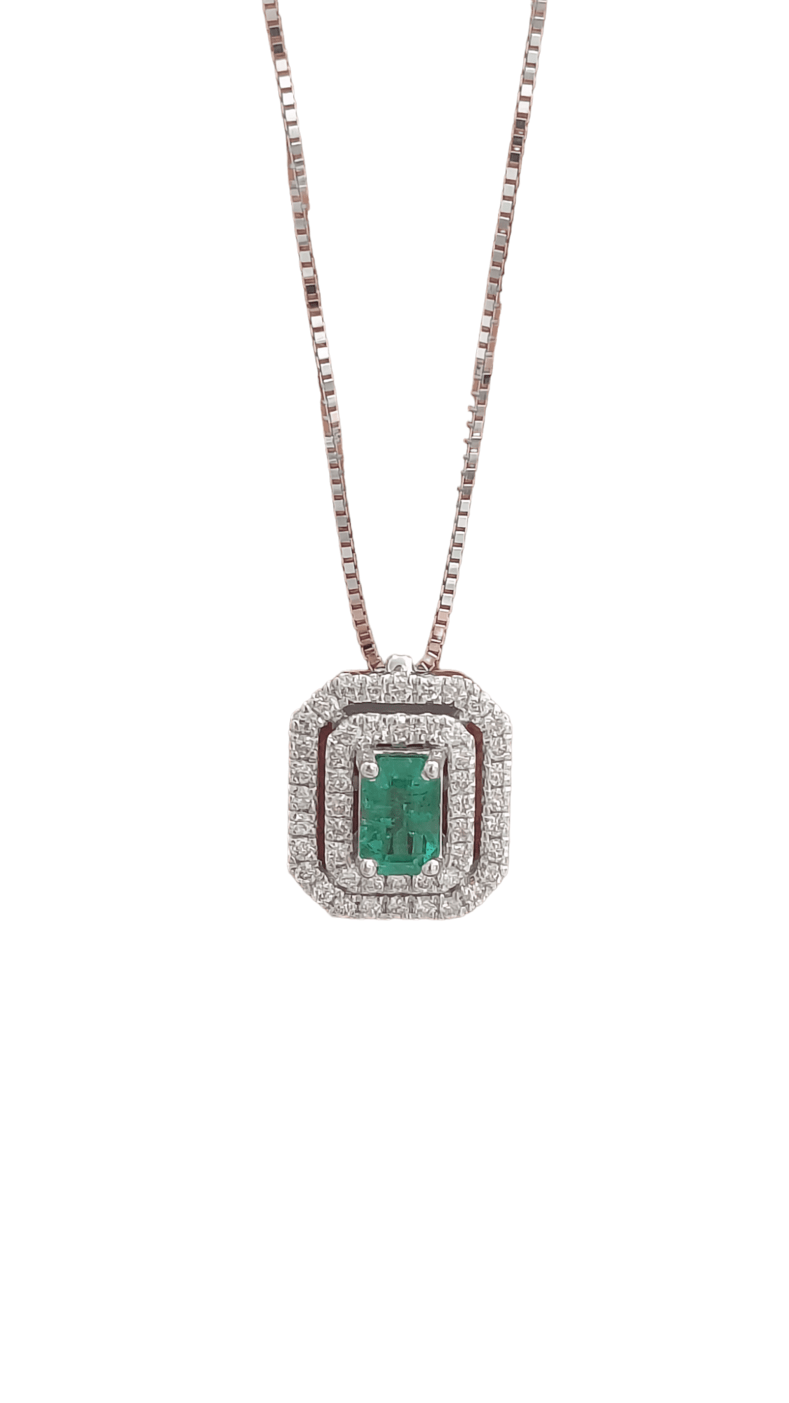 Collana Donnaoro in oro bianco con smeraldo e diamanti dcpe9363.028