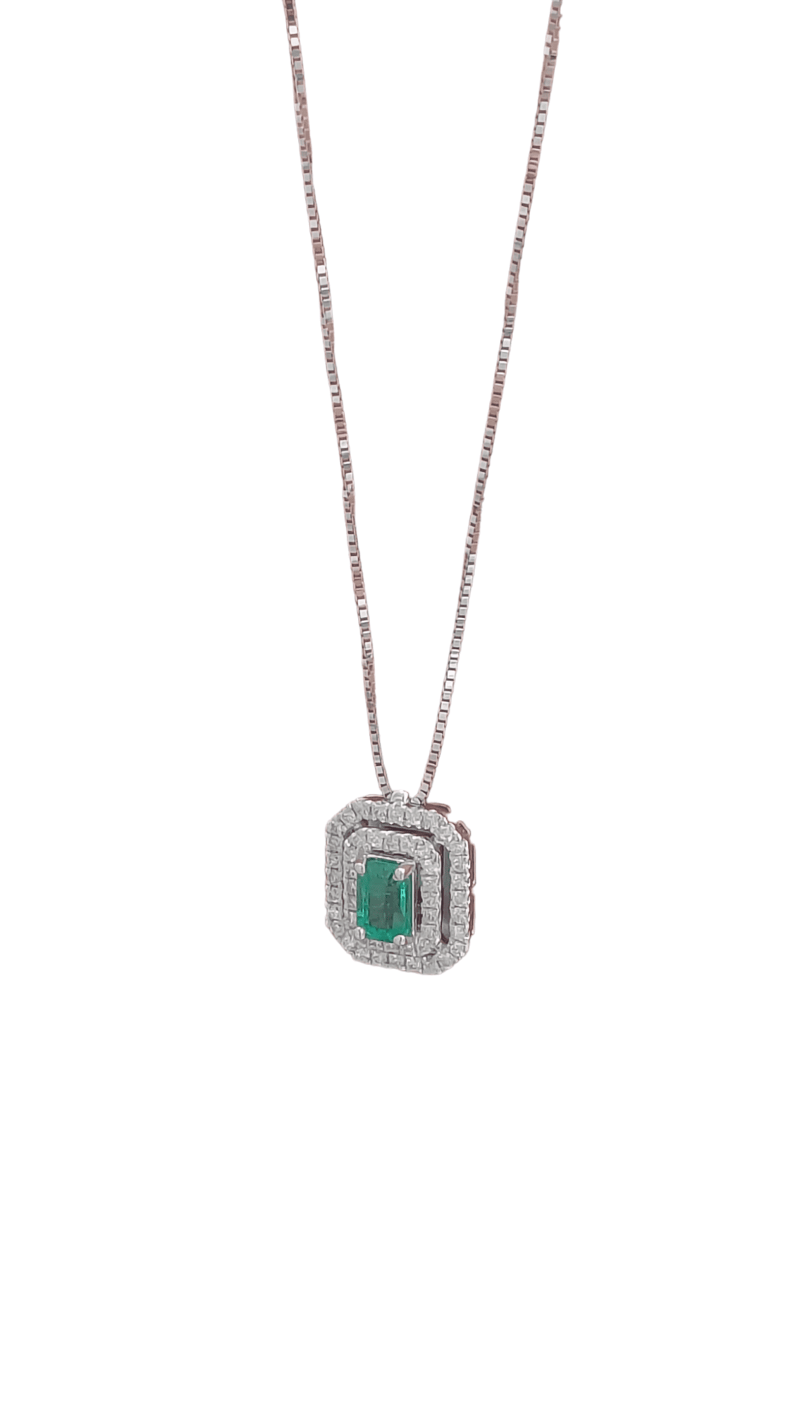 Collana Donnaoro in oro bianco con smeraldo e diamanti dcpe9363.028