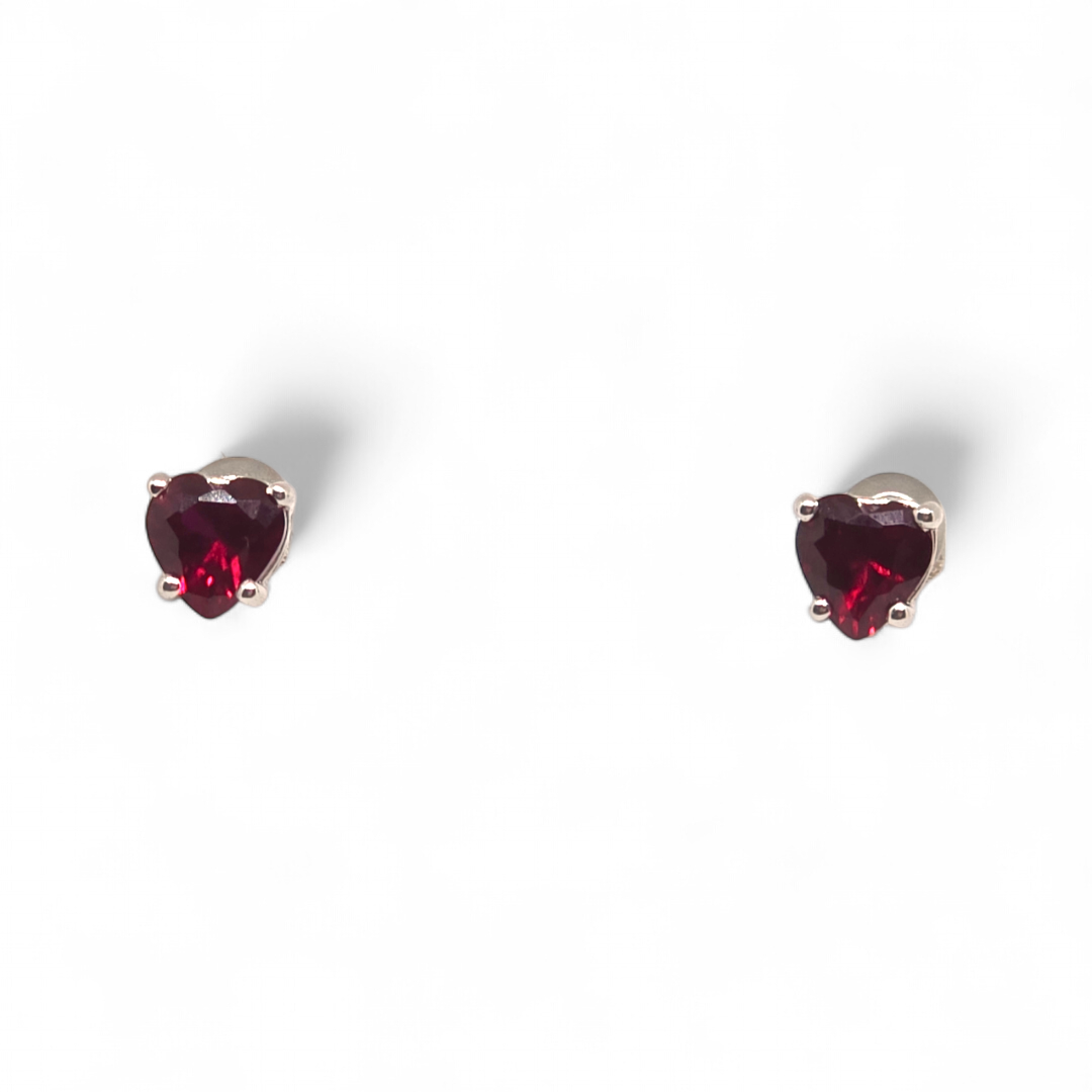 Orecchini iGold cuore rosso Oro Bianco 375 9KT