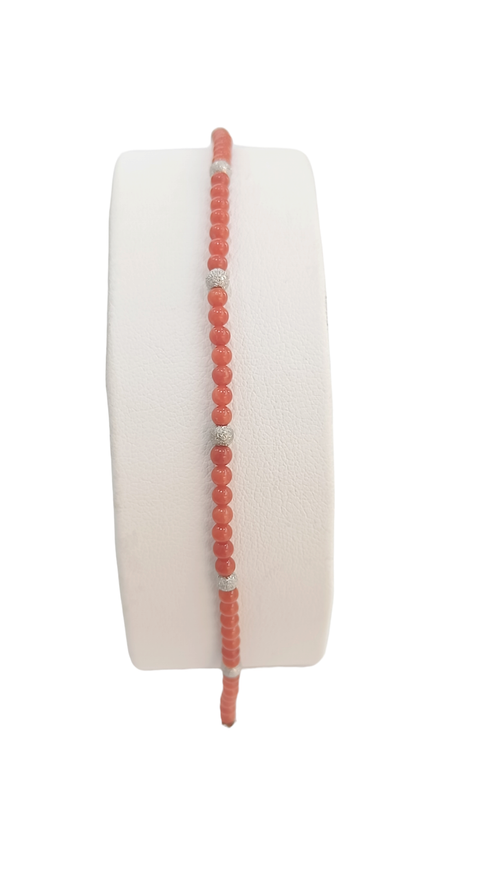 Damenarmband aus roter Koralle mit Verschluss aus 925er Silber