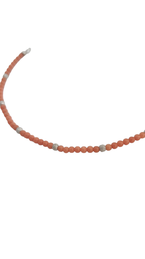 Damenarmband aus hellem Korallrot mit 925er Silberverschluss