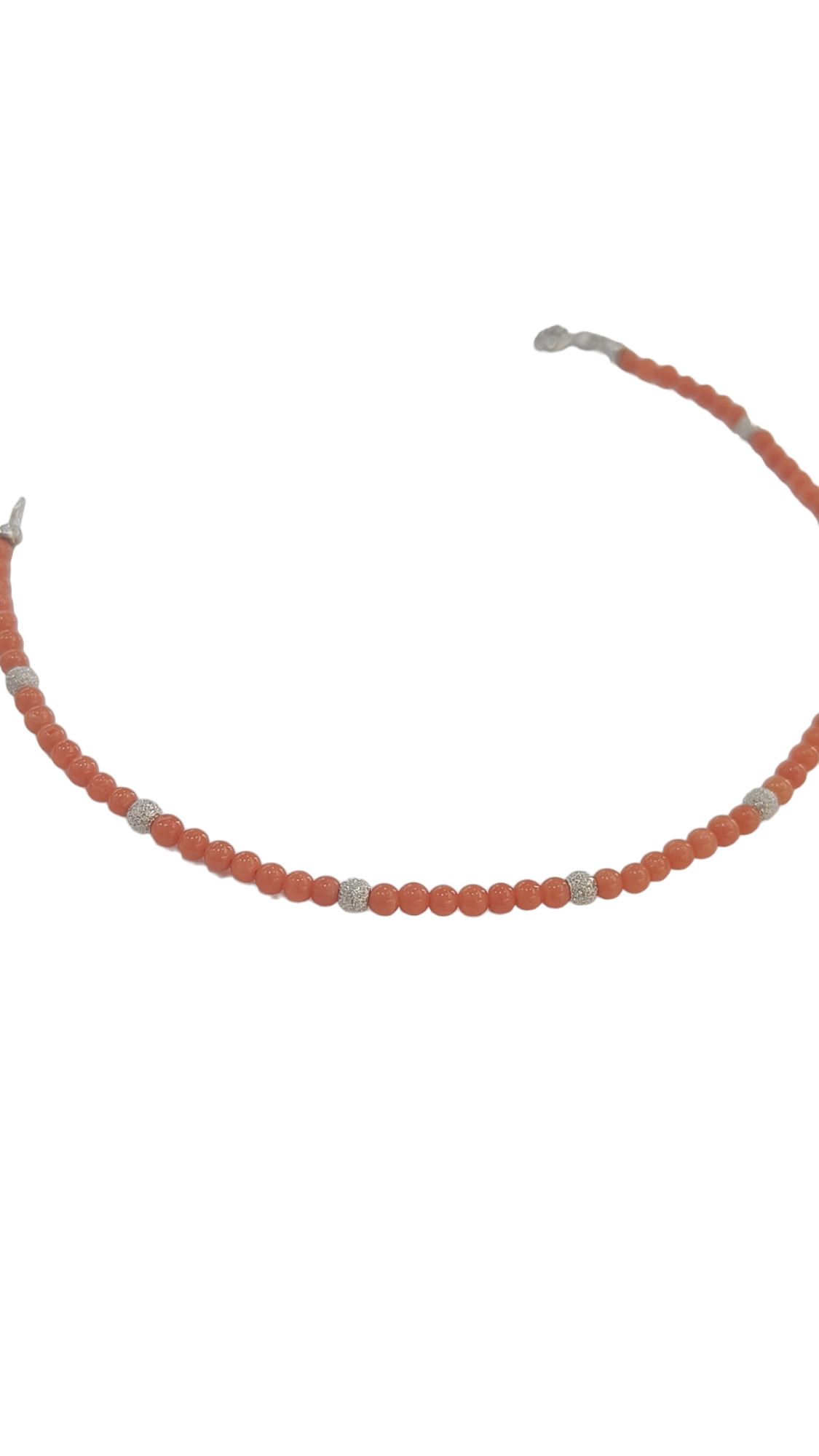 Bracciale donna corallo rosso chiaro con chiusura in argento 925