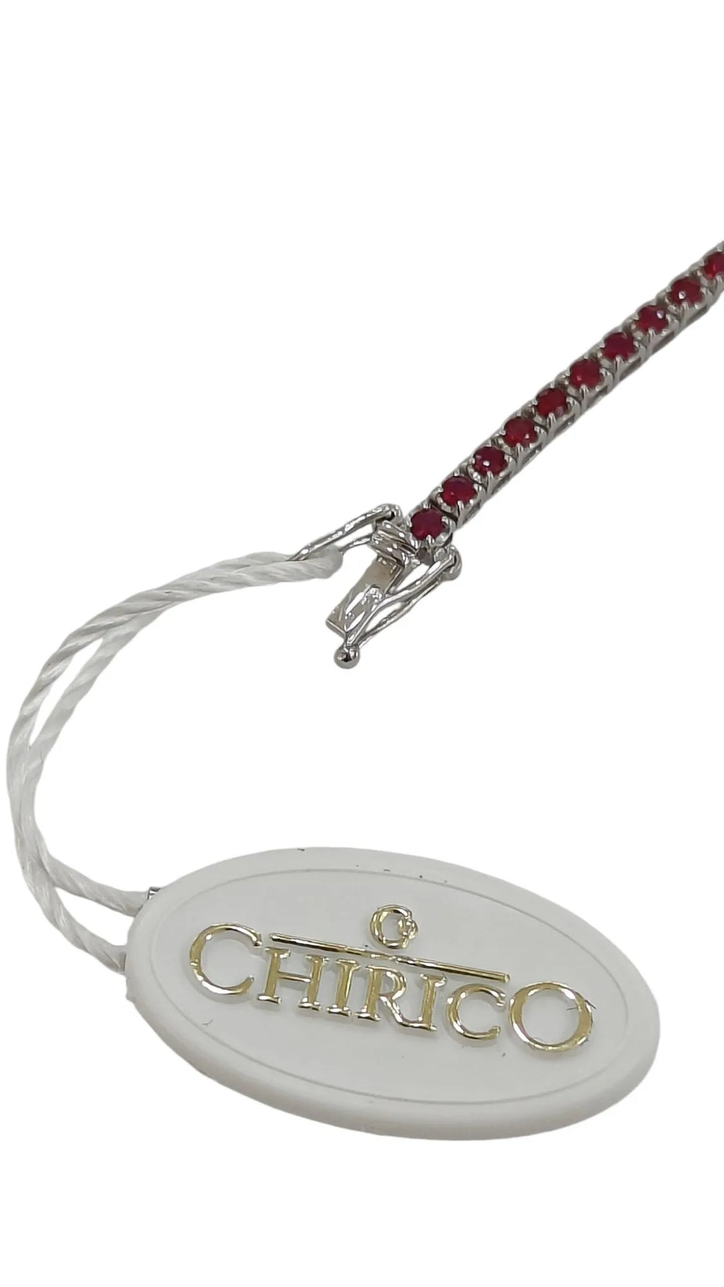 Bracciale tennis in oro bianco 18 carati e rubini rossi 18 cm