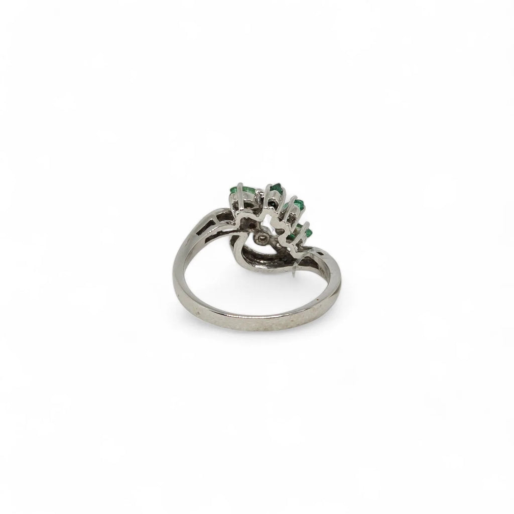 Anello donna in oro bianco con Diamanti e Smeraldi