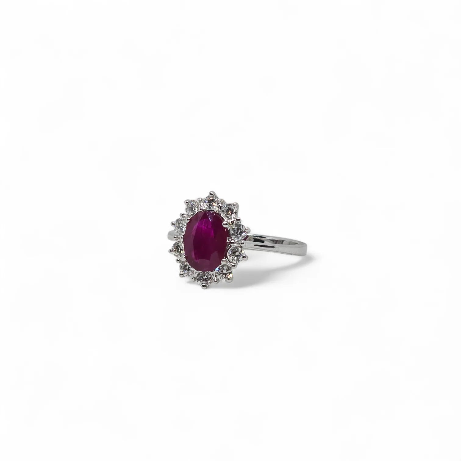 Anello donna PG gioielli in oro bianco, diamanti e rubino ANROUGE-R