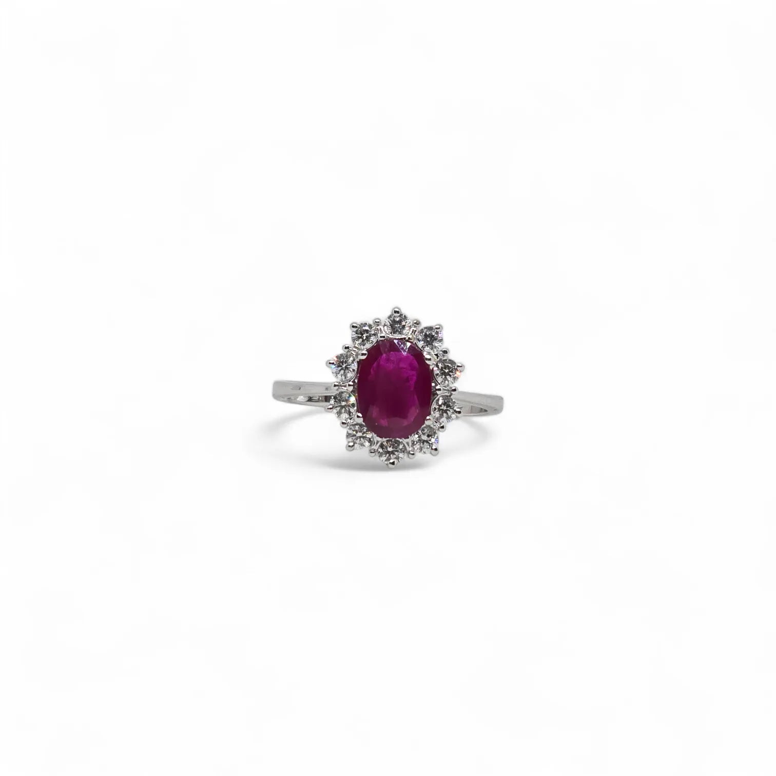 Anello donna PG gioielli in oro bianco, diamanti e rubino ANROUGE-R