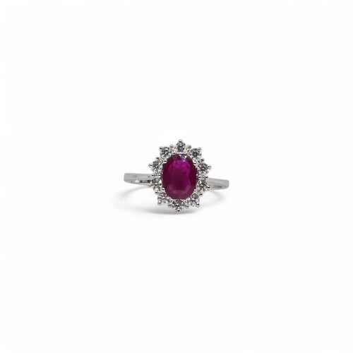 Anello donna PG gioielli in oro bianco, diamanti e rubino ANROUGE-R