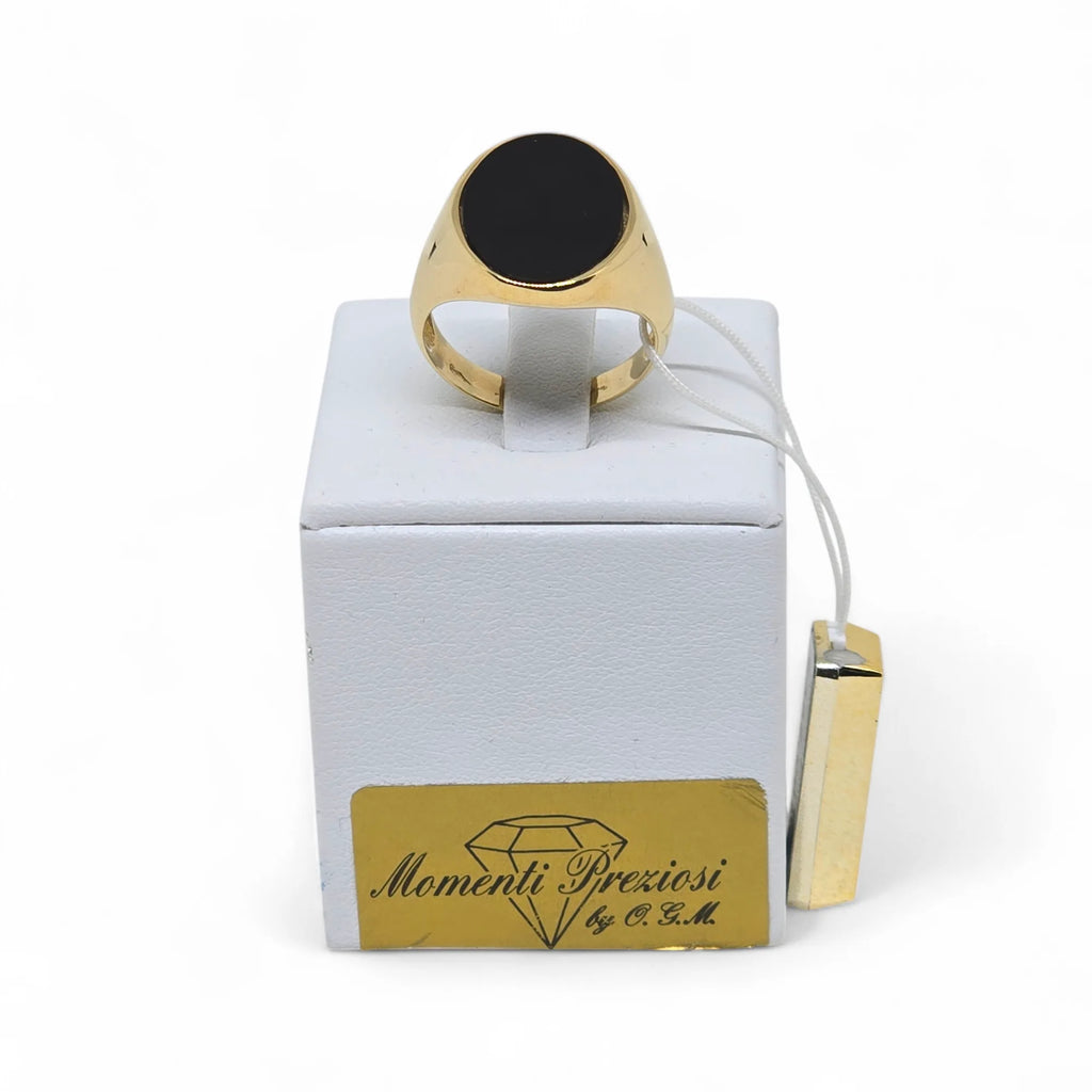 Herrenring iGold aus 9 Karat Gold mit schwarzem Oval