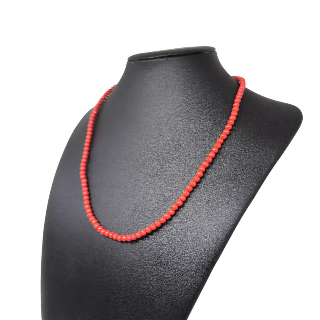 Collana in argento con perle di pasta di corallo rosso 4mm