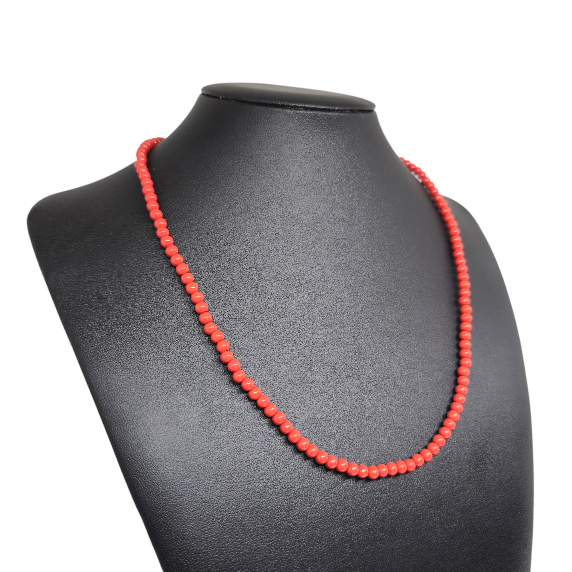 Collana in argento con perle di pasta di corallo rosso 4mm