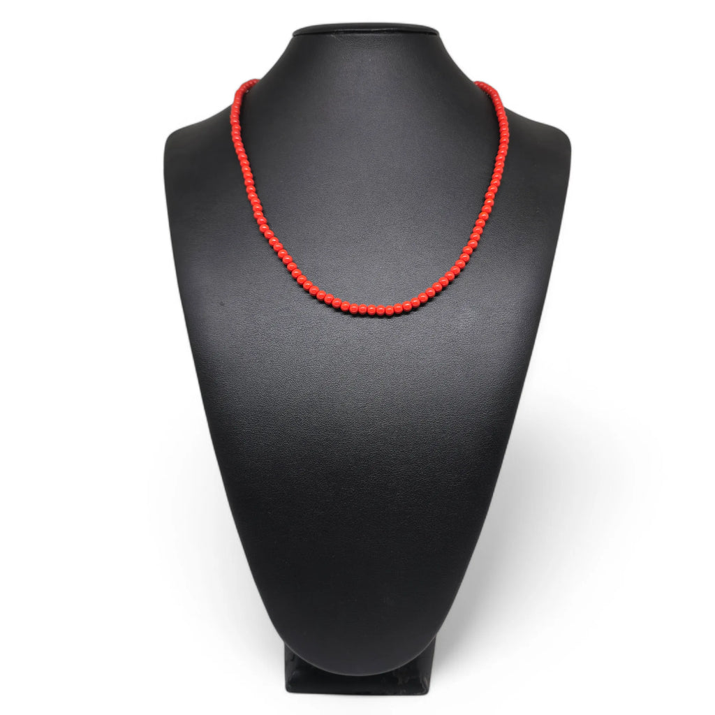 Collana in argento con perle di pasta di corallo rosso 4mm