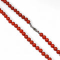 Halskette aus Silber mit roten Korallenpastenperlen 6mm