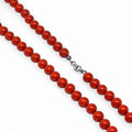 Collana in argento con perle di pasta di corallo rosso 8mm