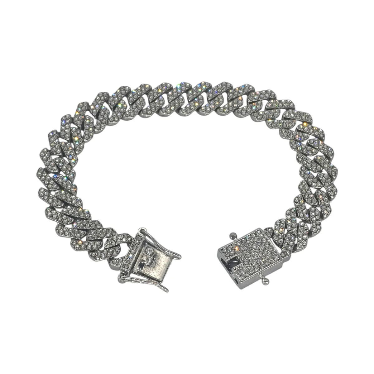 Bracciale in Acciaio Silver Maglia Cubana - Stile Rapper e Trapper