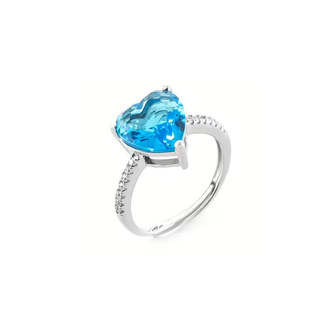Anello Cuore con Zirconi Azzurri in Argento 925 - 4US Cesare Paciotti 4UAN6073W