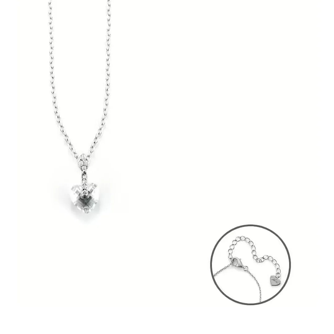 Collana con Pendente a Cuore con Zirconi Bianchi in Acciaio - 4US Cesare Paciotti 4UCL6897W