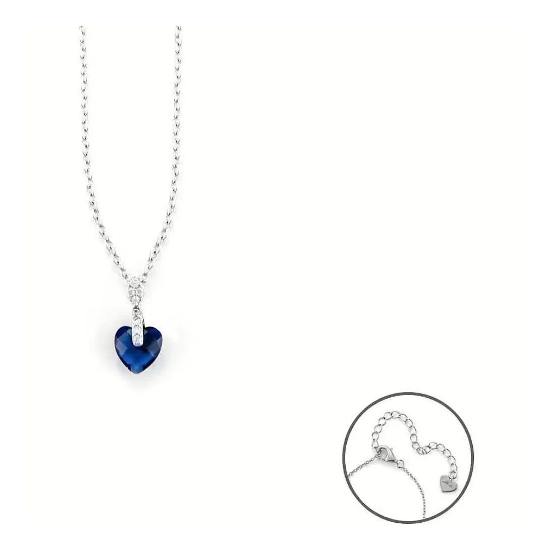 Collana con Pendente a Cuore con Zirconi Blu in Acciaio - 4US Cesare Paciotti 4UCL6899W