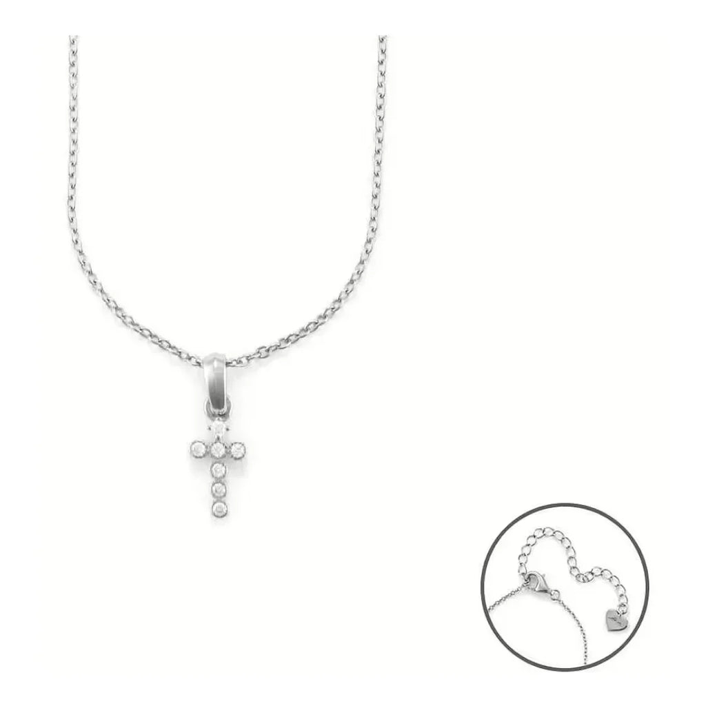 Collana con Pendente a Croce con Zirconi Bianchi in Acciaio - 4US Cesare Paciotti 4UCL6905W