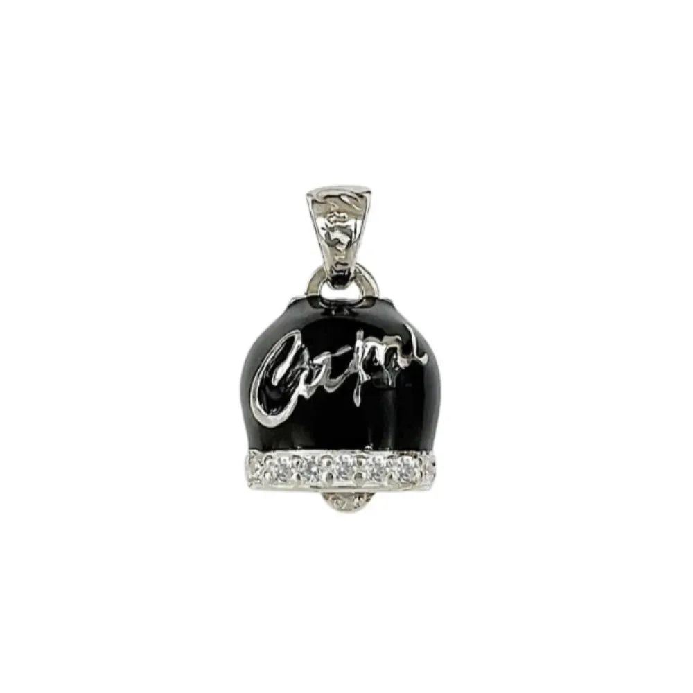 Ciondolo Campanella capri in argento smaltata nera con zirconi