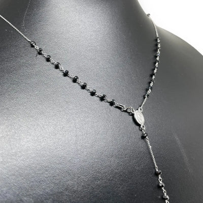 Chapelet or blanc et noir 18 carats taille 60cm