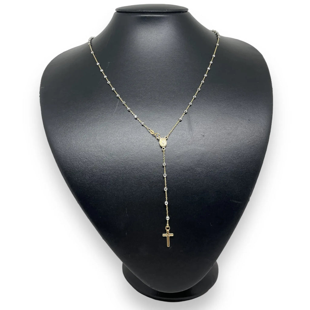 Rosario bicolore in oro 750 misura 60 cm