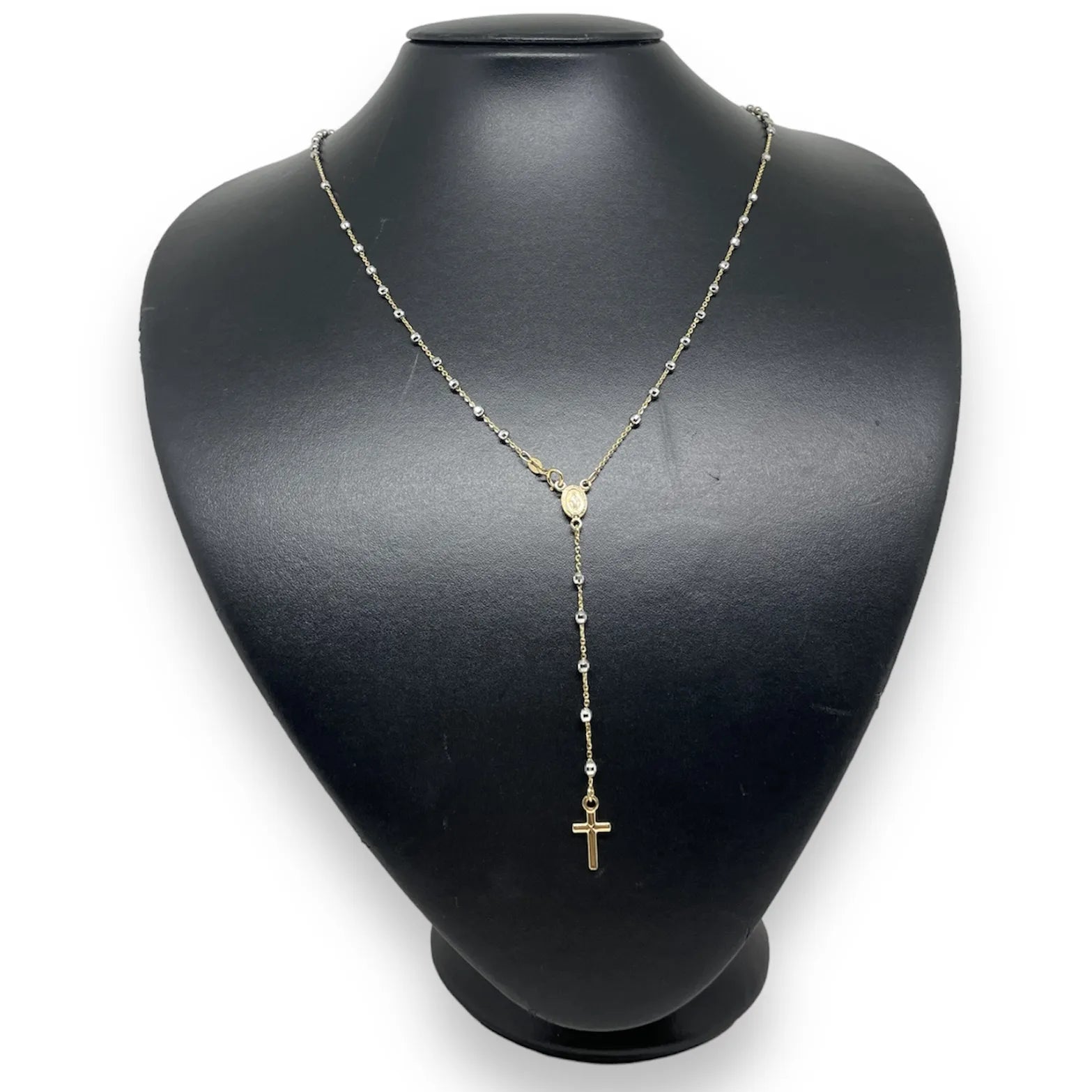 Rosario bicolore in oro 750 misura 60 cm