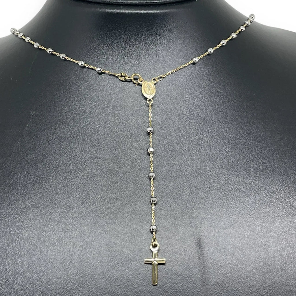 Rosario bicolore in oro 750 misura 60 cm