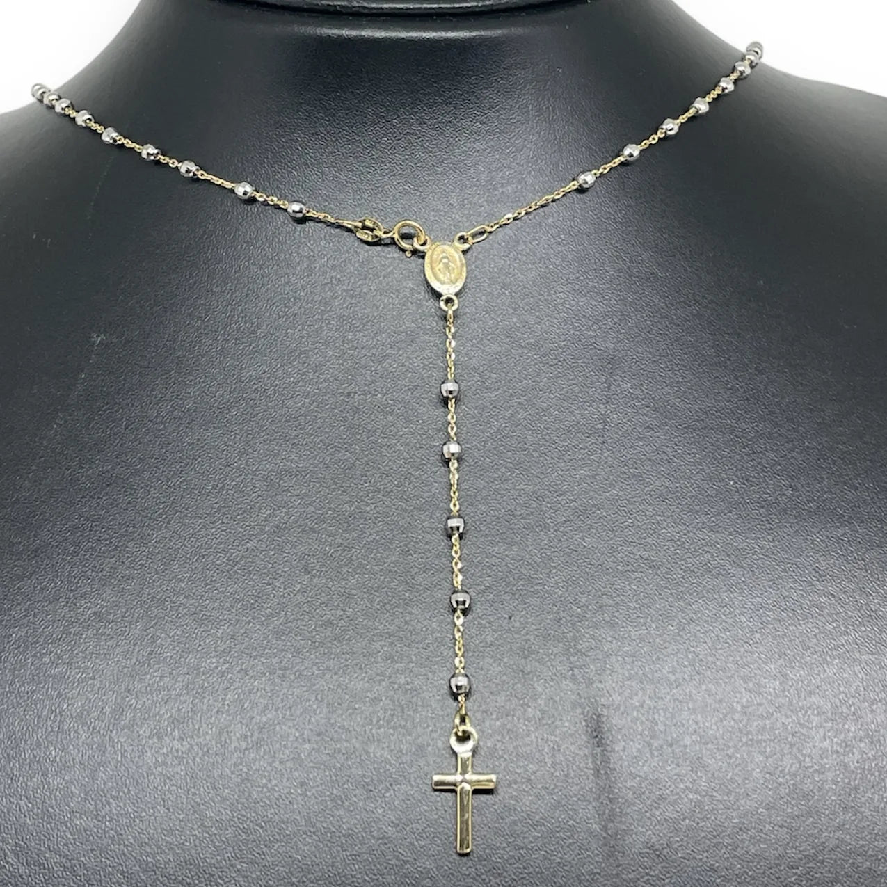 Rosario bicolore in oro 750 misura 60 cm