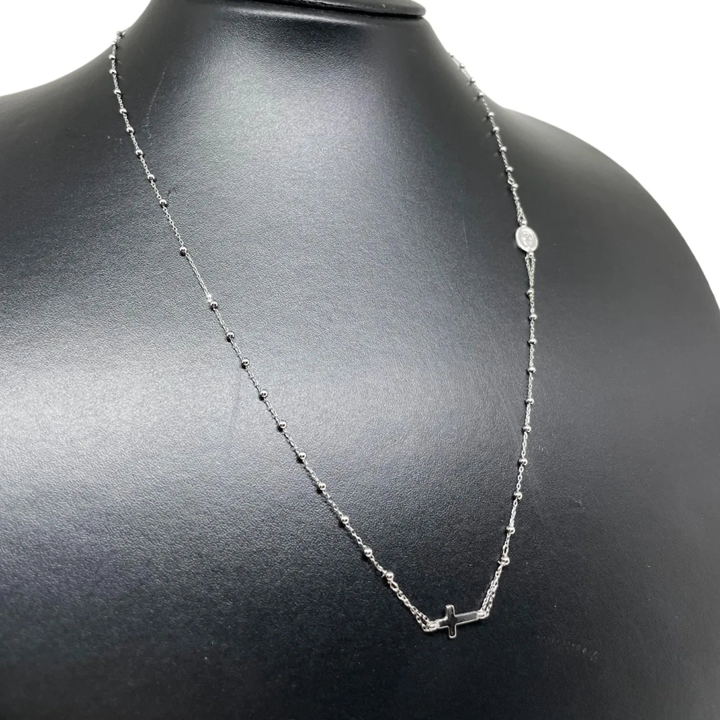 Rosario girocollo in oro bianco 18 KT misura 50cm